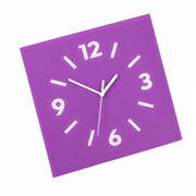 Klein Square Abstract Wall Clock, Frameless 3mm Panel, Modern Minimalist Living Room Decor – Orchid Purple / 40 x 40 cm / Upgraded tempered glass