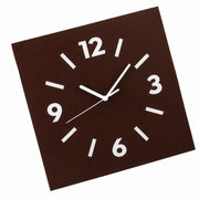 Klein Square Abstract Wall Clock, Frameless 3mm Panel, Modern Minimalist Living Room Decor – Van Dyke Brown / 30 x 30 cm / Upgraded tempered glass