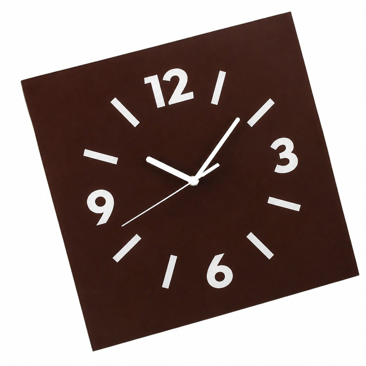 Klein Square Abstract Wall Clock, Frameless 3mm Panel, Modern Minimalist Living Room Decor – Van Dyke Brown / 30 x 30 cm / Upgraded tempered glass