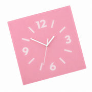 Klein Square Abstract Wall Clock, Frameless 3mm Panel, Modern Minimalist Living Room Decor – Cherry Blossom Pink / 40 x 40 cm / Upgraded tempered glass