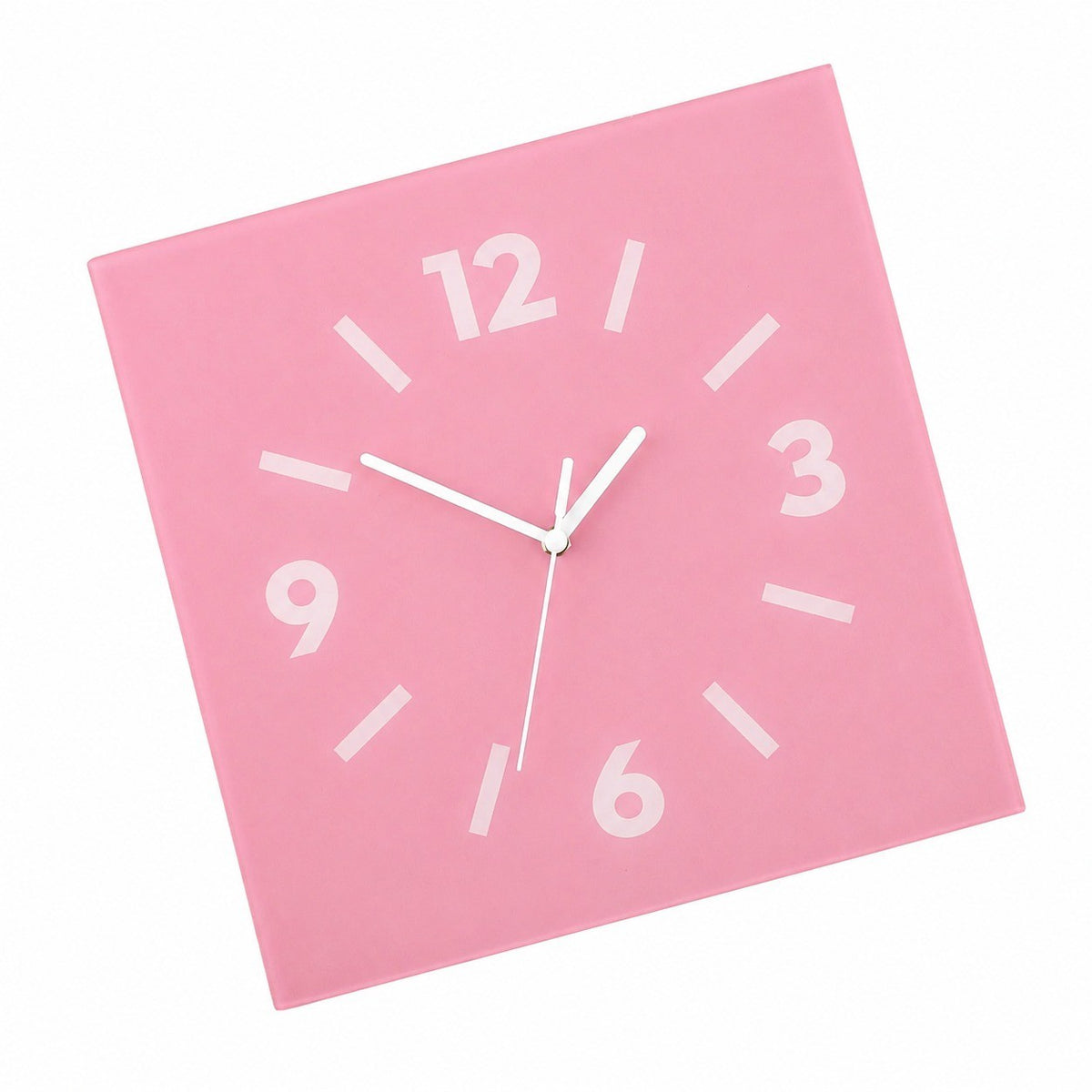 Klein Square Abstract Wall Clock, Frameless 3mm Panel, Modern Minimalist Living Room Decor – Cherry Blossom Pink / 40 x 40 cm / Upgraded tempered glass