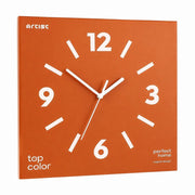 Klein Square Abstract Wall Clock, Frameless 3mm Panel, Modern Minimalist Living Room Decor – Titian Red / 30 x 30 cm / Upgraded tempered glass