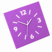 Klein Square Abstract Wall Clock, Frameless 3mm Panel, Modern Minimalist Living Room Decor – Orchid Purple / 30 x 30 cm / Upgraded tempered glass