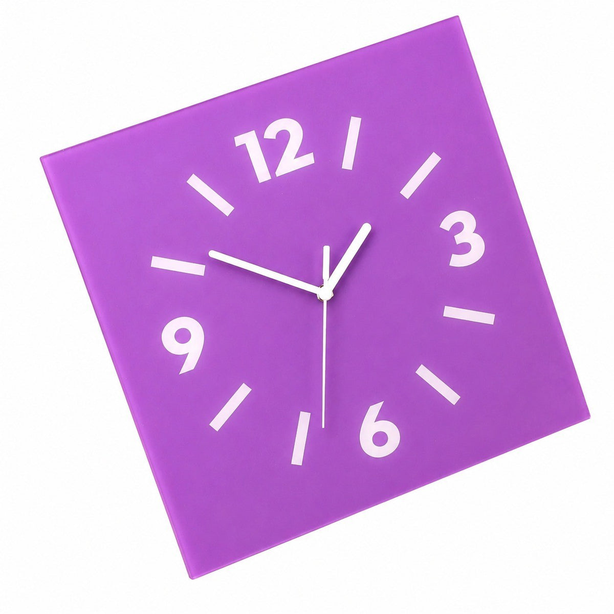 Klein Square Abstract Wall Clock, Frameless 3mm Panel, Modern Minimalist Living Room Decor – Orchid Purple / 30 x 30 cm / Upgraded tempered glass