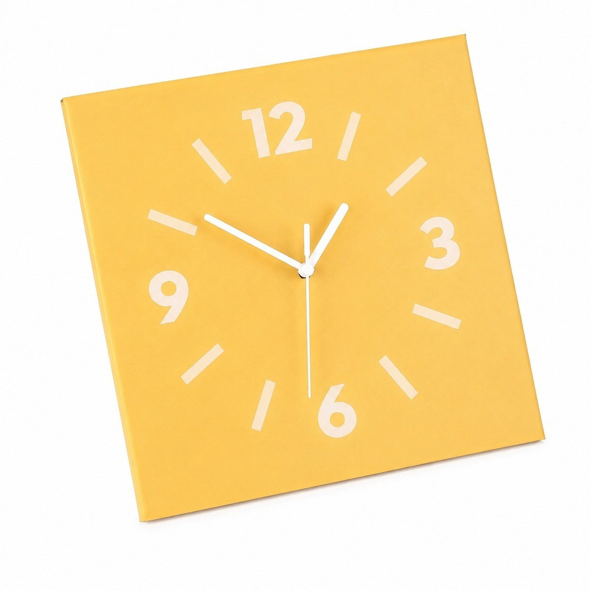 Klein Square Abstract Wall Clock, Frameless 3mm Panel, Modern Minimalist Living Room Decor – Schoenbrunn Yellow / 40 x 40 cm