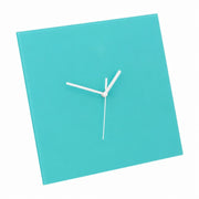 Klein Square Abstract Wall Clock, Frameless 3mm Panel, Modern Minimalist Living Room Decor – Tiffany Blue / 30 x 30 cm / Upgraded tempered glass