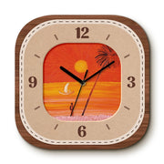Vintage Still-Life Art Wall Clock, Vase and Flowers, Frameless 3 mm Panel – Golden Coast / 40 x 40 cm