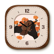 Vintage Still-Life Art Wall Clock, Vase and Flowers, Frameless 3 mm Panel – Wild Mountain Blooms / 40 x 40 cm
