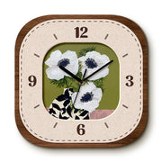Vintage Still-Life Art Wall Clock, Vase and Flowers, Frameless 3 mm Panel – Vase and Flowers / 40 x 40 cm