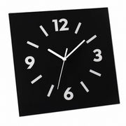Klein Square Abstract Wall Clock, Frameless 3mm Panel, Modern Minimalist Living Room Decor – Vanta Black / 40 x 40 cm