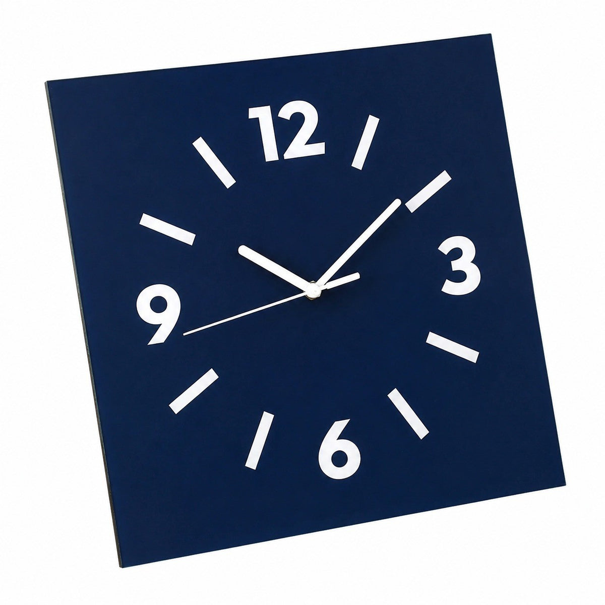 Klein Square Abstract Wall Clock, Frameless 3mm Panel, Modern Minimalist Living Room Decor – Prussian Blue / 40 x 40 cm / Upgraded tempered glass