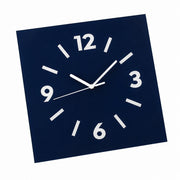 Klein Square Abstract Wall Clock, Frameless 3mm Panel, Modern Minimalist Living Room Decor – Prussian Blue / 30 x 30 cm