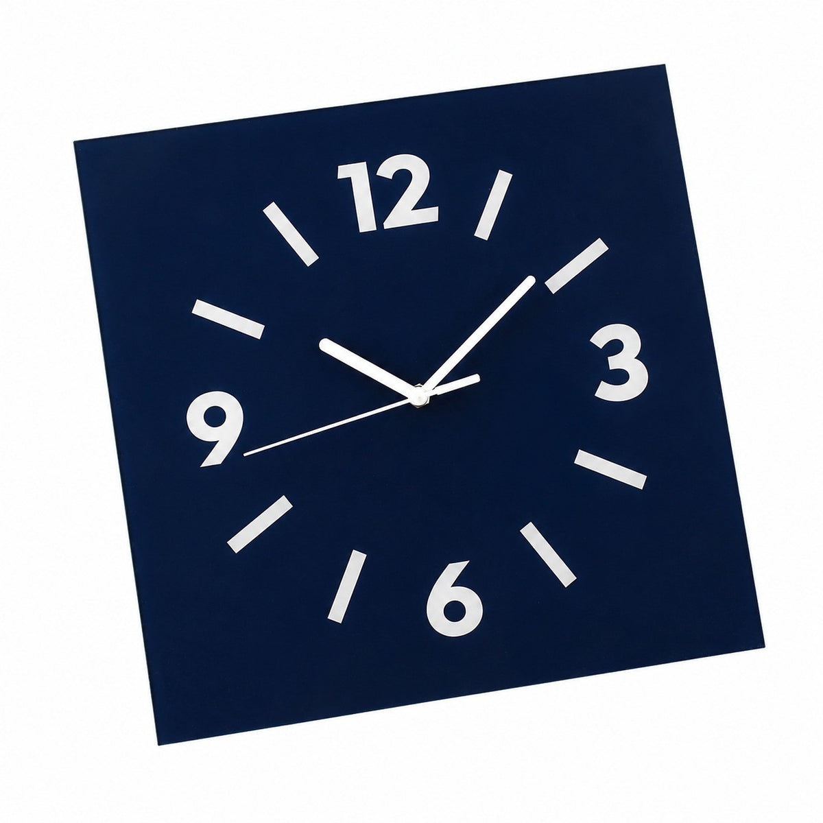Klein Square Abstract Wall Clock, Frameless 3mm Panel, Modern Minimalist Living Room Decor – Prussian Blue / 30 x 30 cm