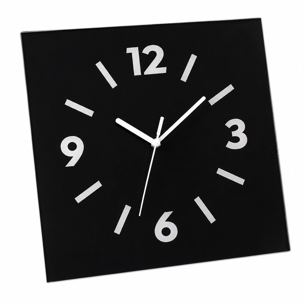 Klein Square Abstract Wall Clock, Frameless 3mm Panel, Modern Minimalist Living Room Decor – Vanta Black / 40 x 40 cm / Upgraded tempered glass