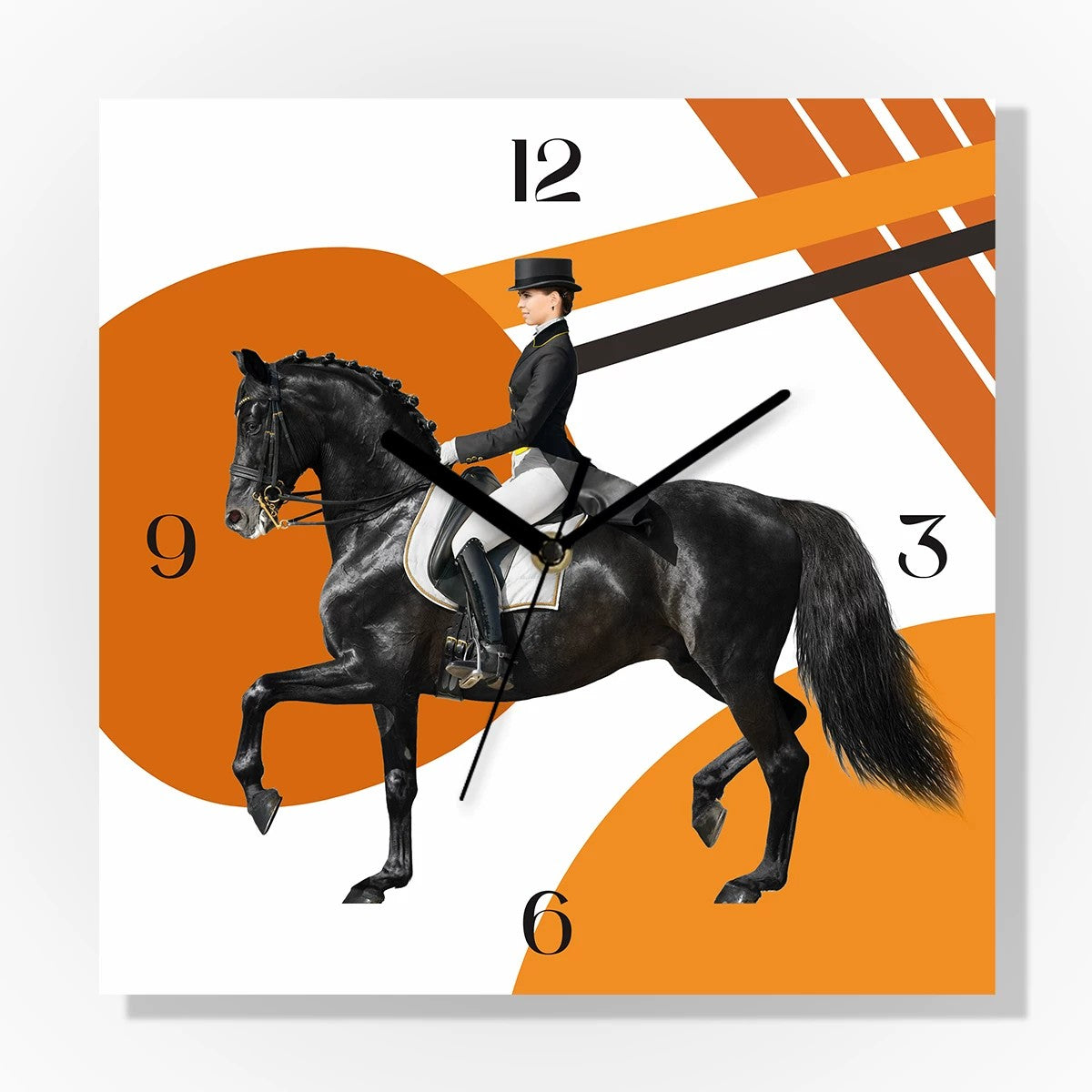 Crimson Wings in Motion Decorative Wall Clock, Frameless 3 mm Panel, Quiet Sweep – Equestrian Orange and White / 30 cm diameter