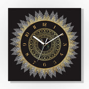 Crimson Wings in Motion Decorative Wall Clock, Frameless 3 mm Panel, Quiet Sweep – Gilded Leaves / 30 cm diameter