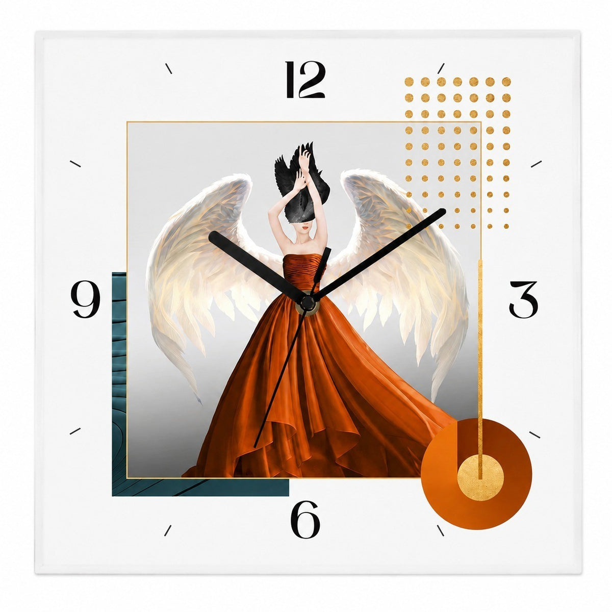 Crimson Wings in Motion Decorative Wall Clock, Frameless 3 mm Panel, Quiet Sweep – Crimson Wings in Motion / 40 cm diameter