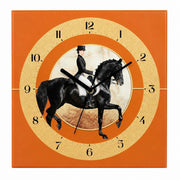 Crimson Wings in Motion Decorative Wall Clock, Frameless 3 mm Panel, Quiet Sweep – Equestrian Gold and Orange / 30 cm diameter