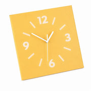 Klein Square Abstract Wall Clock, Frameless 3mm Panel, Modern Minimalist Living Room Decor – Schoenbrunn Yellow / 40 x 40 cm / Upgraded tempered glass