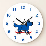 Street-Style Cat and Dog Wall Clock, Frameless 3 mm Acrylic, Cartoon Art, Living Room
