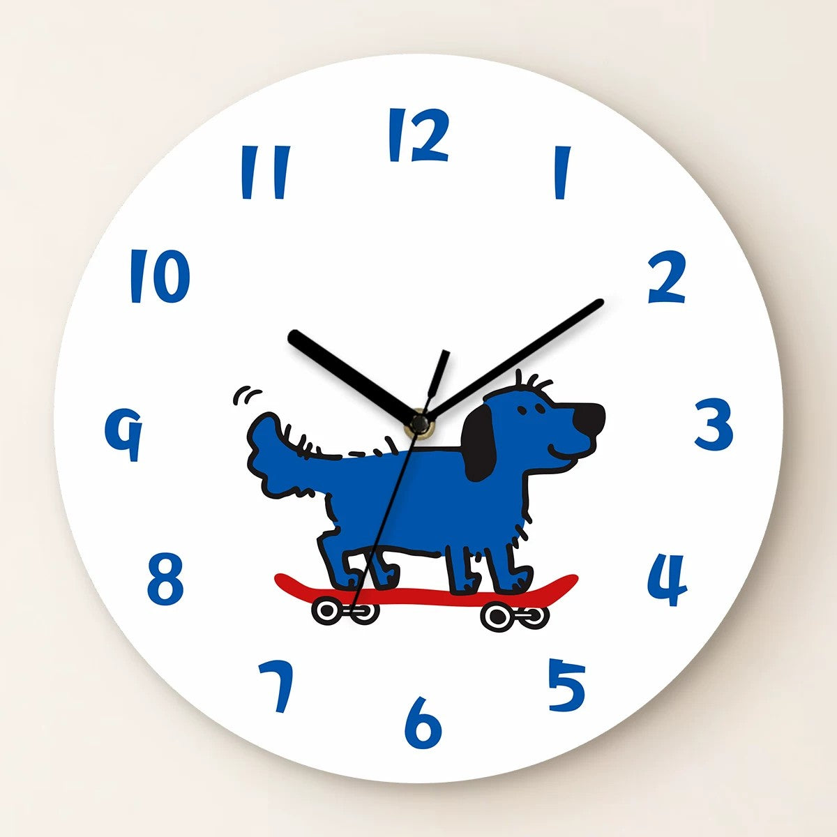 Street-Style Cat and Dog Wall Clock, Frameless 3 mm Acrylic, Cartoon Art, Living Room