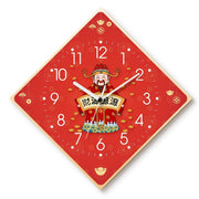 God of Wealth Quartz Wall Clock, Square, Chinese Style, Frameless, for Living Room – God of Wealth / Square / 40 x 40 cm