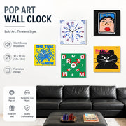 Pop Art Silent Sweep Wall Clock, Frameless, Nordic Abstract, for Living Room Study Bedroom