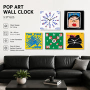 Pop Art Silent Sweep Wall Clock, Frameless, Nordic Abstract, for Living Room Study Bedroom