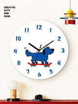 Street-Style Cat and Dog Wall Clock, Frameless 3 mm Acrylic, Cartoon Art, Living Room