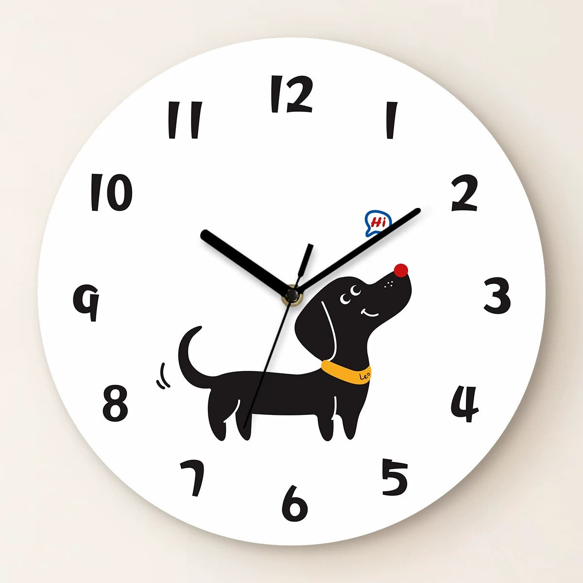 Street-Style Cat and Dog Wall Clock, Frameless 3 mm Acrylic, Cartoon Art, Living Room