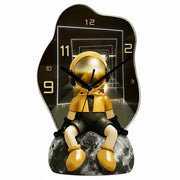 Deer Landscape Wall Clock, Rectangular, Frameless 3 mm Panel, Modern Art, Indoor – Golden Figure Moon Voyage