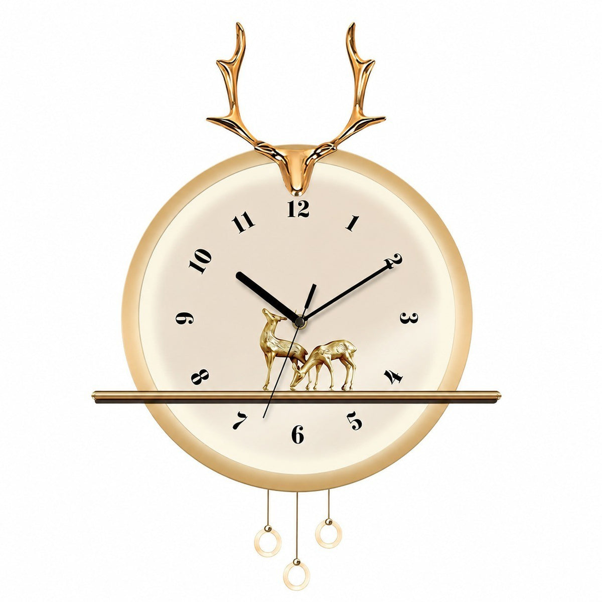 Deer Landscape Wall Clock, Rectangular, Frameless 3 mm Panel, Modern Art, Indoor – Gilded Deer Time Trail
