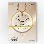 Deer Landscape Wall Clock, Rectangular, Frameless 3 mm Panel, Modern Art, Indoor