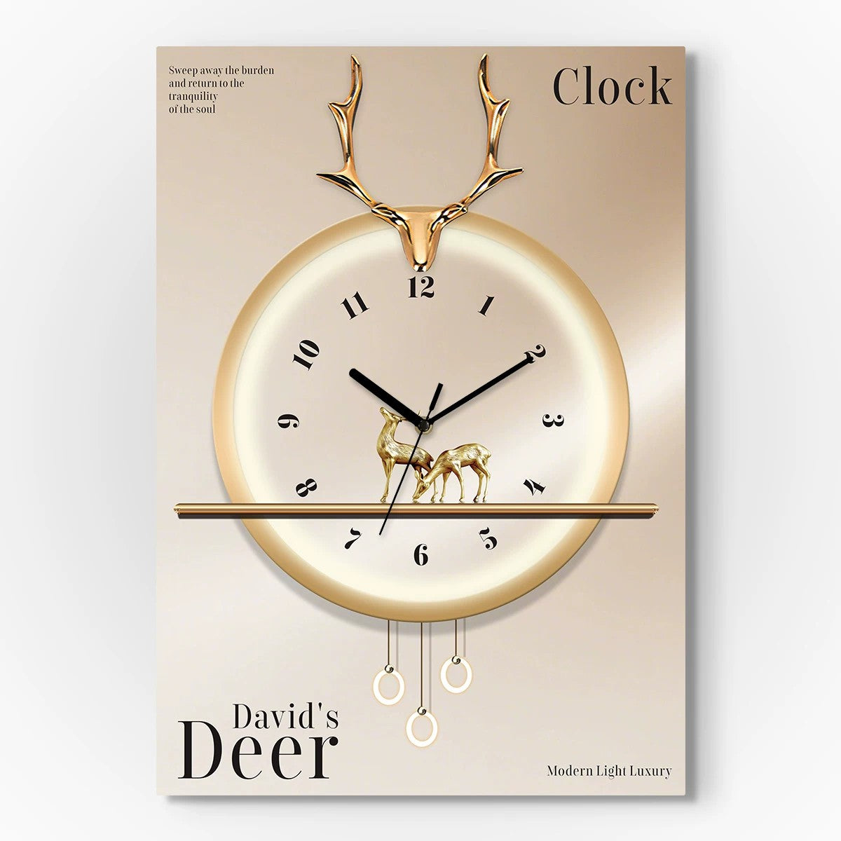 Deer Landscape Wall Clock, Rectangular, Frameless 3 mm Panel, Modern Art, Indoor