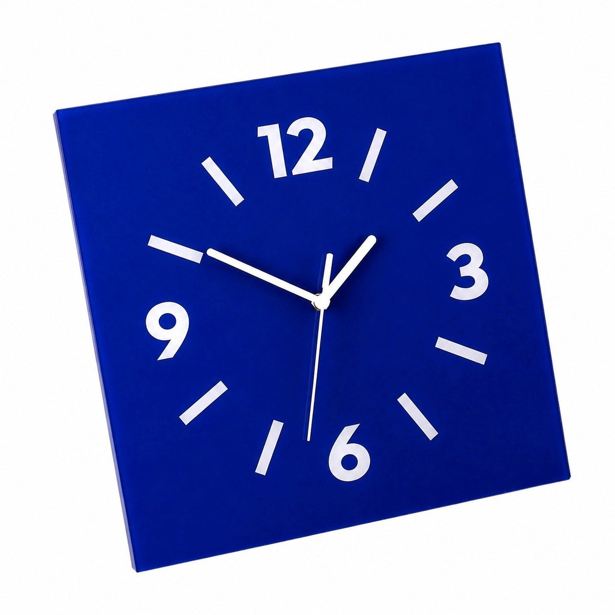 Klein Square Abstract Wall Clock, Frameless 3mm Panel, Modern Minimalist Living Room Decor – Klein Blue / 30 x 30 cm / Upgraded tempered glass