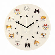 Cool Cat Cartoon Silent Quartz Wall Clock, Frameless, for Living Room Bedroom – Little Puppy / Small, 30 x 30 cm