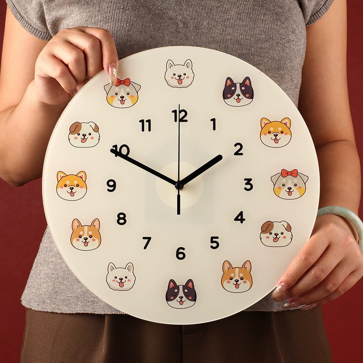 Cool Cat Cartoon Silent Quartz Wall Clock, Frameless, for Living Room Bedroom