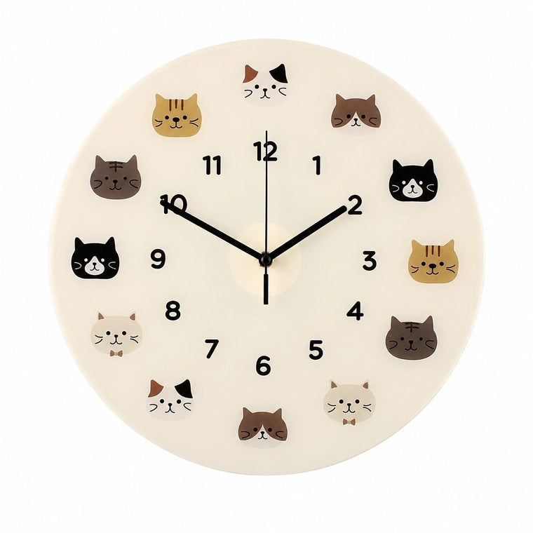 Cool Cat Cartoon Silent Quartz Wall Clock, Frameless, for Living Room Bedroom – Cool Cat / Small, 30 x 30 cm