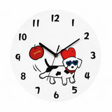 Street-Style Cat and Dog Wall Clock, Frameless 3 mm Acrylic, Cartoon Art, Living Room – Kick Away Trouble / 40 x 40 cm