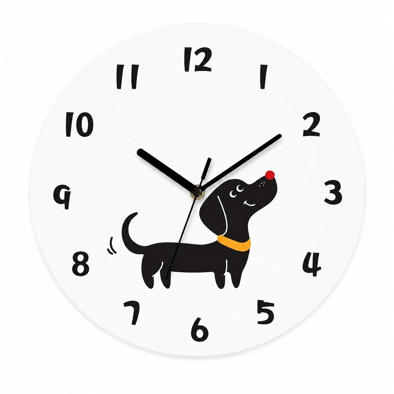 Street-Style Cat and Dog Wall Clock, Frameless 3 mm Acrylic, Cartoon Art, Living Room – Hello There / 40 x 40 cm