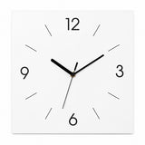 Round Dial Wall Clock, Acrylic Silent Quartz, Nordic Minimalist – Square White Dial without Markers / Large, 30 x 30 cm