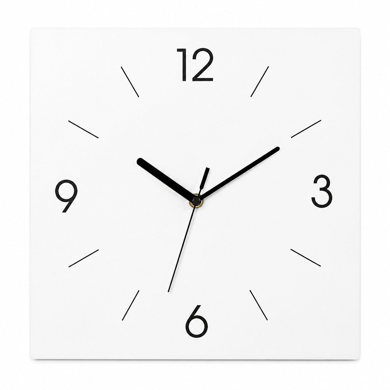 Round Dial Wall Clock, Acrylic Silent Quartz, Nordic Minimalist – Square White Dial without Markers / Large, 30 x 30 cm