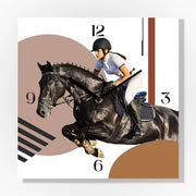 Crimson Wings in Motion Decorative Wall Clock, Frameless 3 mm Panel, Quiet Sweep – Equestrian Brown and White / 40 cm diameter