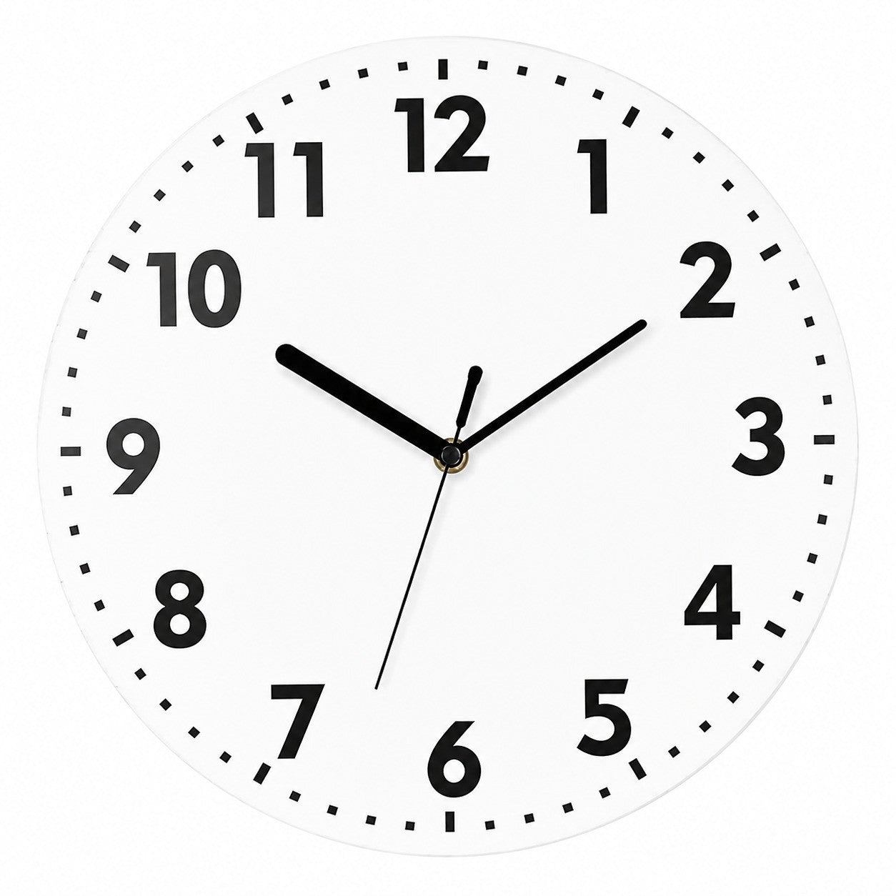 Round Dial Wall Clock, Acrylic Silent Quartz, Nordic Minimalist – Round White Dial with Markers / Small, 20 x 20 cm (compact size)