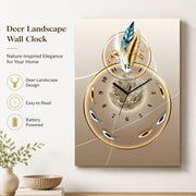 Deer Landscape Wall Clock, Rectangular, Frameless 3 mm Panel, Modern Art, Indoor
