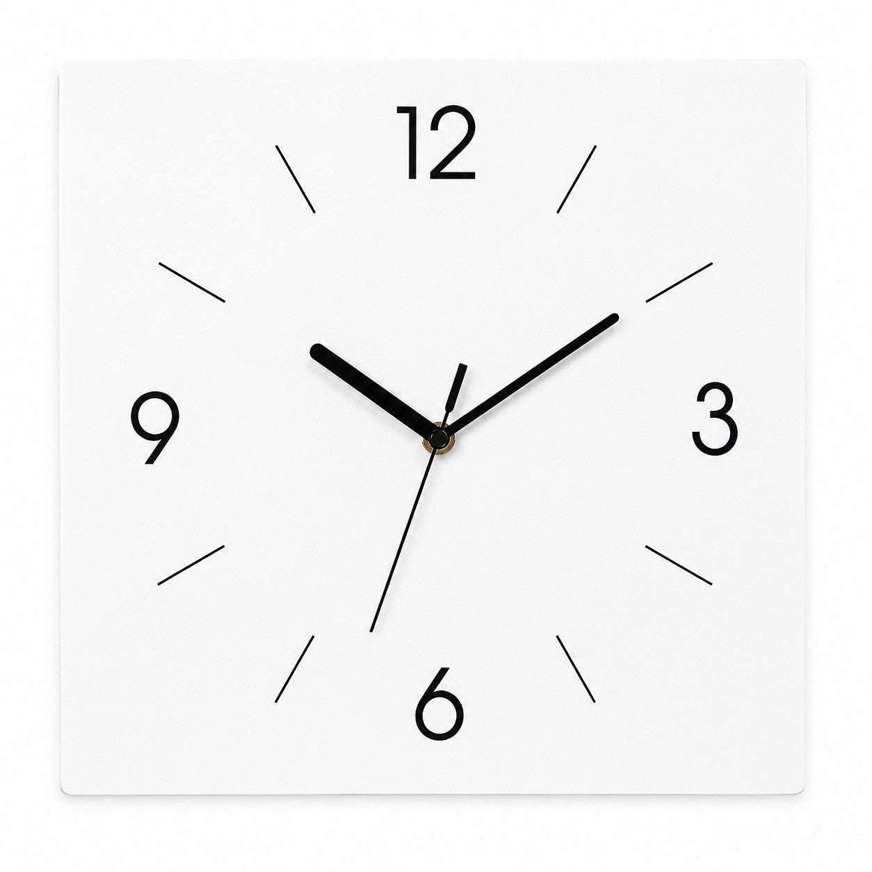 Round Dial Wall Clock, Acrylic Silent Quartz, Nordic Minimalist – Square White Dial without Markers / Small, 20 x 20 cm (compact size)
