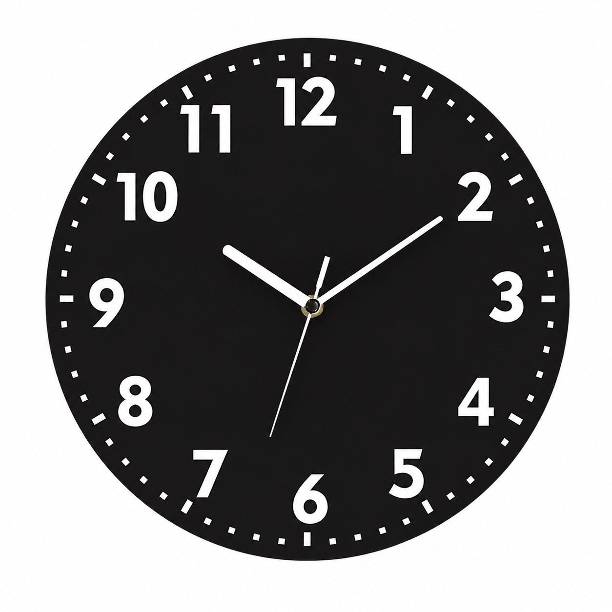 Round Dial Wall Clock, Acrylic Silent Quartz, Nordic Minimalist – Round Black Dial with Markers / Extra Large, 40 x 40 cm