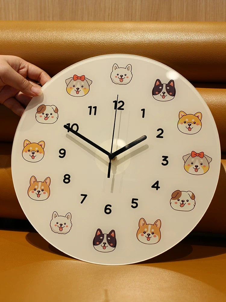 Cool Cat Cartoon Silent Quartz Wall Clock, Frameless, for Living Room Bedroom