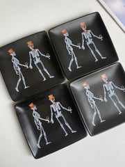 Skeleton Square Black Small Dish, Ceramic Plate - detail 2