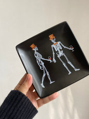 Skeleton Square Black Small Dish, Ceramic Plate - detail 3